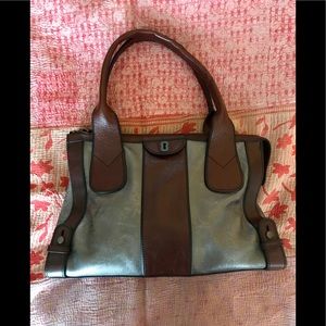 Medium Fossil Dark Brown Leather & Gun-Metal Bag